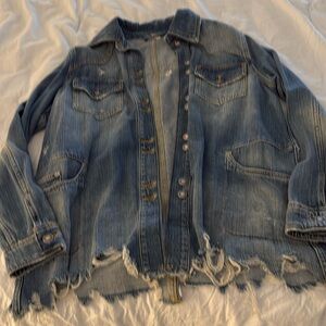 Free People distressed denim jacket